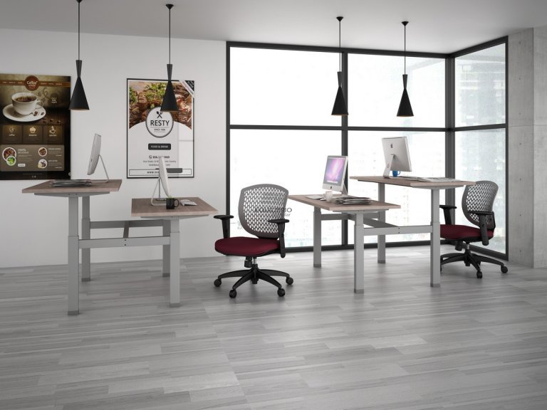 : Mesa de trabajo doble de Altura Ajustable :: Equilibrio Modular - Amplio catalogo en muebles y mobiliario de oficina para todo Mexico.